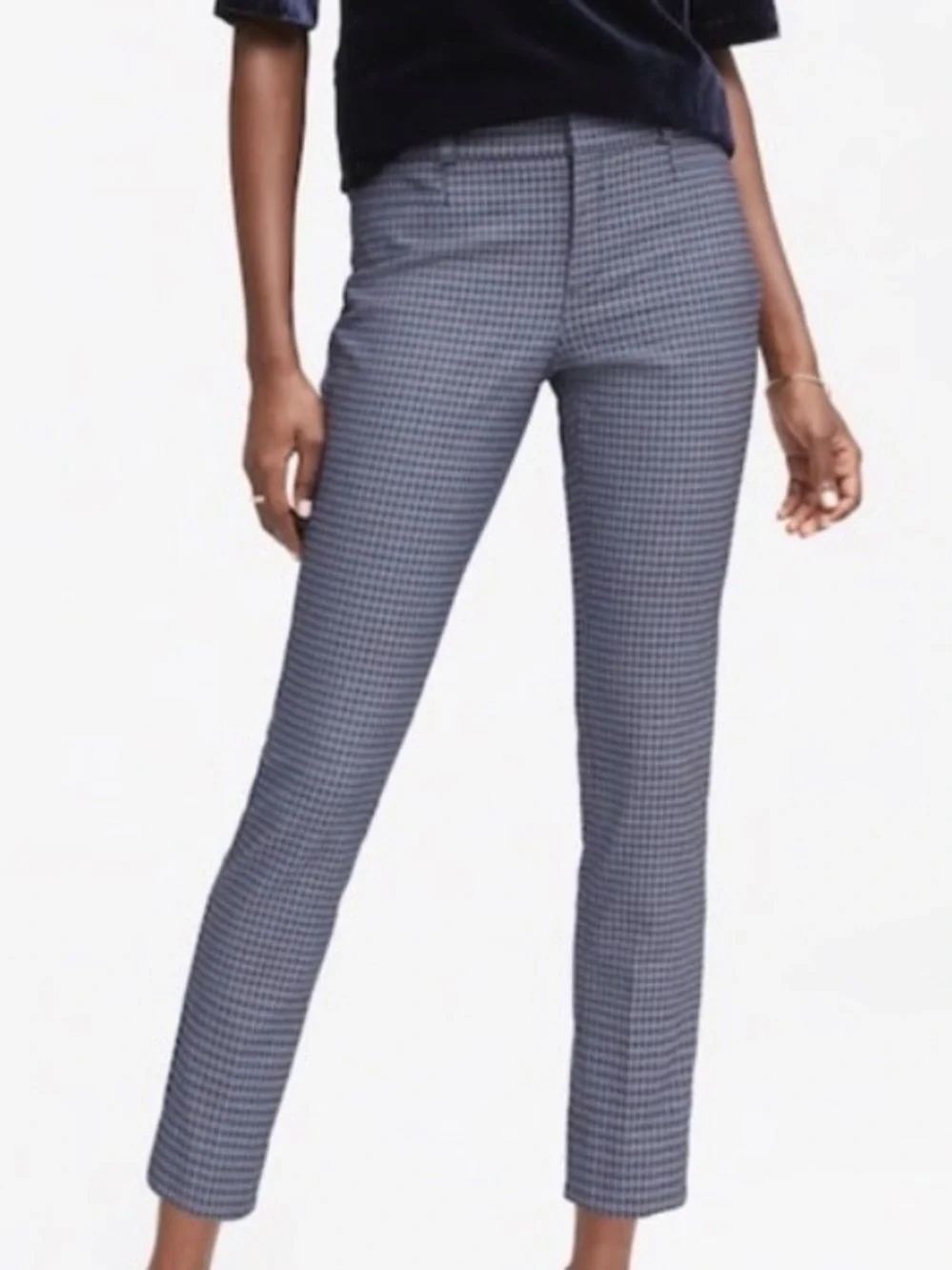 Banana Republic Sloan Navy Houndstooth Slim Dress Pants